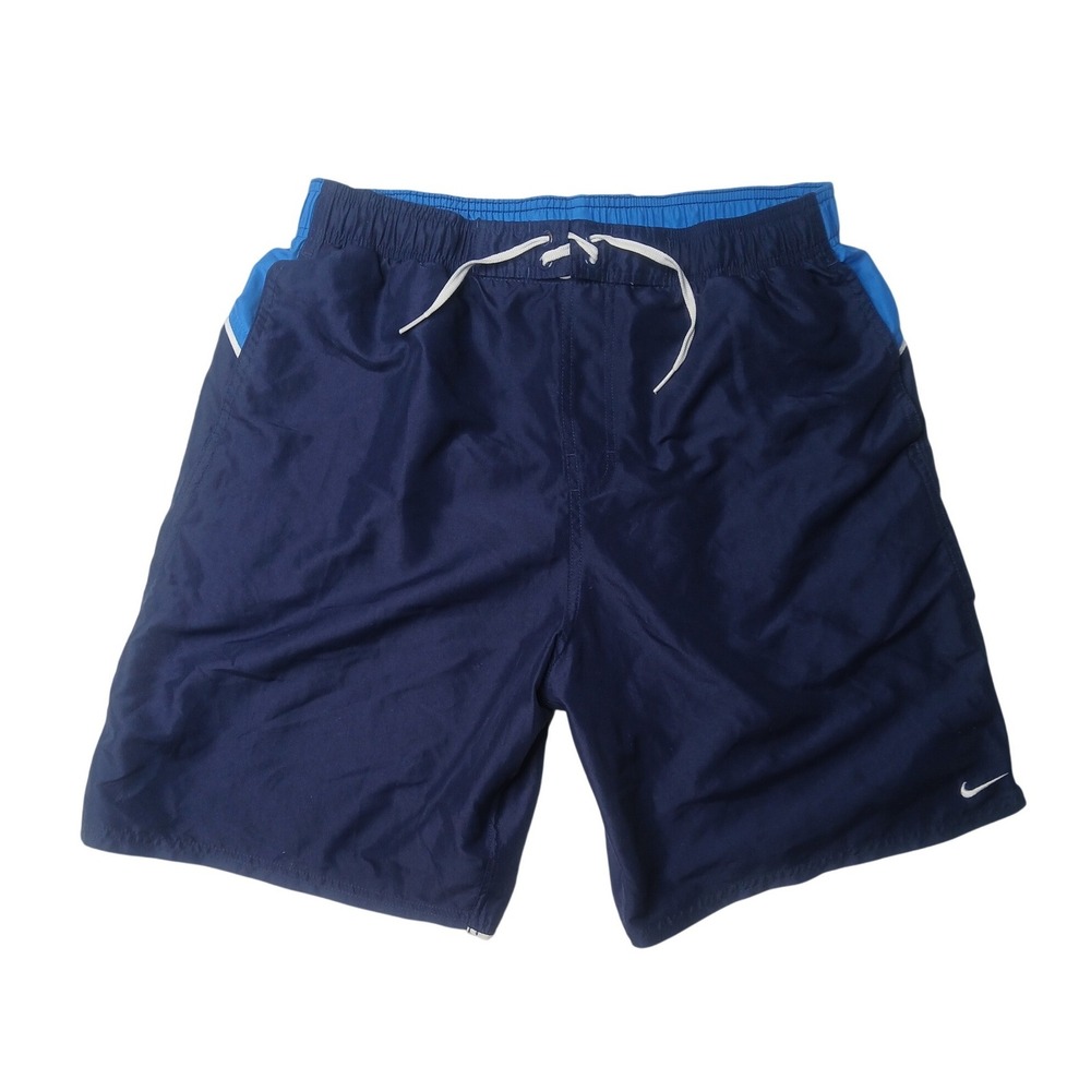 Nike Swim Trunks Mens Large Navy Blue Colorblock Mesh Lined NESS7473 Athletic